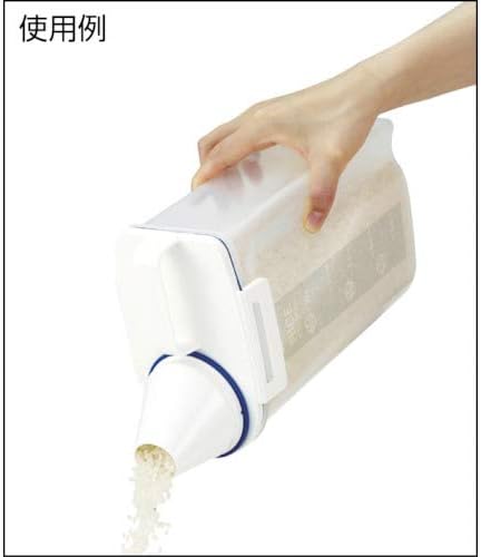 Asvel 7509 Rice Container Bin with Pour Spout Plastic Clear 2KG(White)