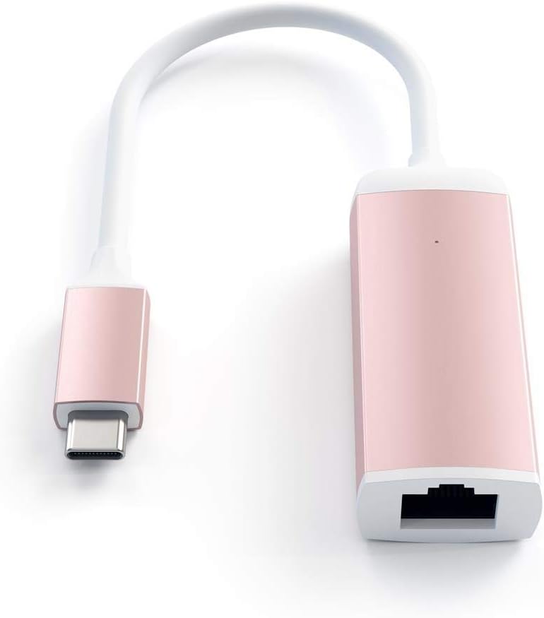 Satechi USB C to Ethernet Cable, Type-C Gigabit Ethernet Adapter, Aluminum Portable Ethernet-to-USB Converter for MacBook Pro/Air, iPad Pro/Air/Mini, Windows Laptop, Compatible with Switch (Rose Gold)