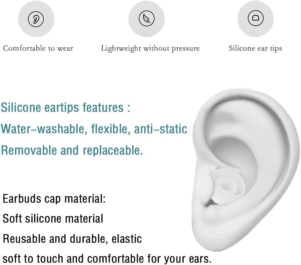 Silicone Small Replacement Earbud Tips Eartips for in- Ear Headphones Rubber Tips Earbud Replacement Earbuds Cap 10 Pairs (White)
