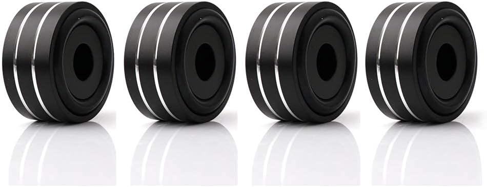 Monosaudio 4Pcs 40x20mm Speaker Isolation Feet Single-sided 3M Adhesives Speaker Spike Pads with Non-Slip Rubber Rings for Audio,Speakers, Subwoofers, Home Theater, Turntable DAC Feet Pad(Black Color)