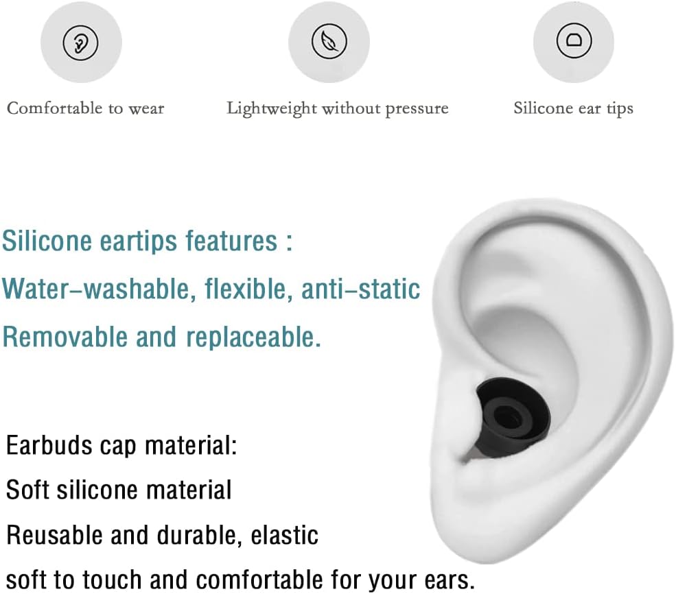 Silicone Earbud Tips Replacement Ear Tips for in- Ear Headphones Rubber Tips Ear Buds Replacement Earbuds Tips 9 Pairs S M L, Black