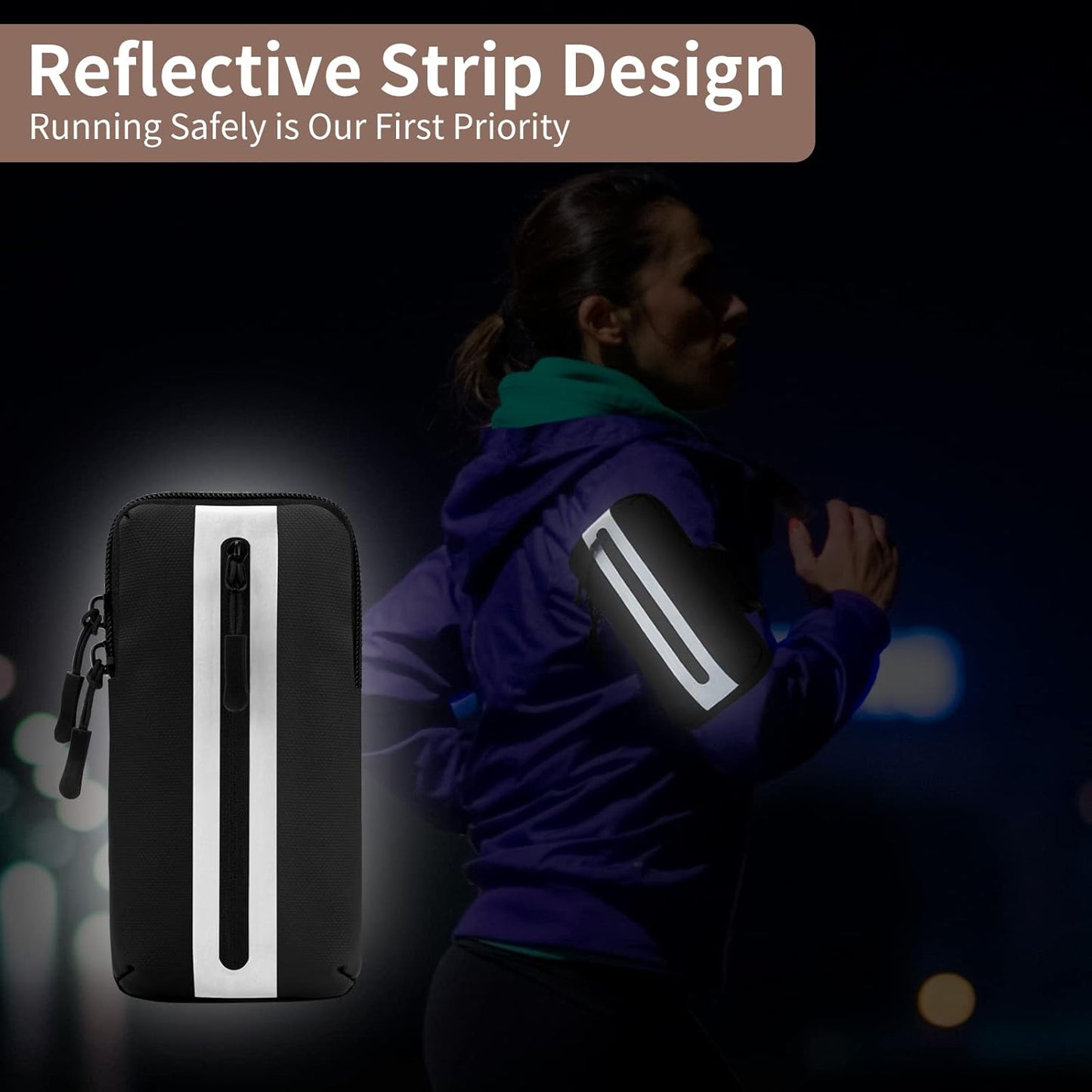 Running Phone Holder Armband, iPhone Arm Bands for Exercise, Running Arm Bands for Cell Phone, Phone Purse Cell Phone Holder for Walking (Purple)