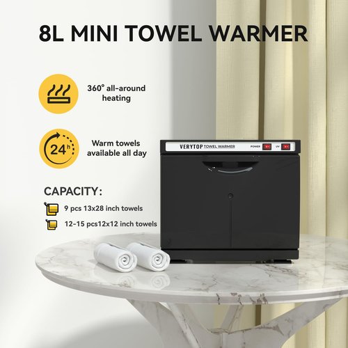 HYTOBP Hot Towel Warmer, Thermostatic Towel Heater, 2-in-1 Professional Towel Warmer Cabinet, Beauty Salon and Spa Towel Warmers for Facial(8L-Black)