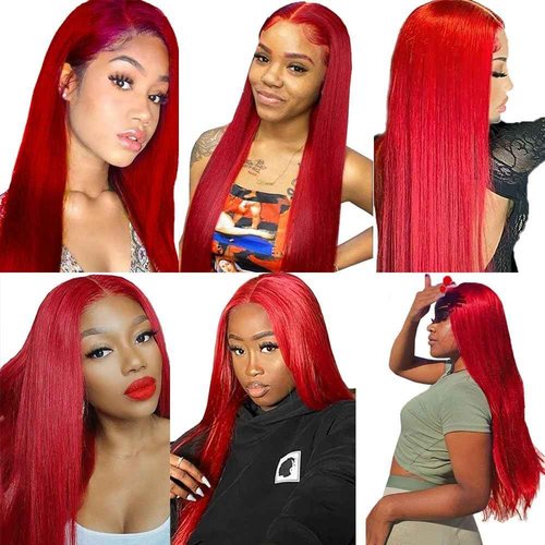 Condescension Brazilian Red Human Hair Bundles 26 28 30 Inch Straight 3 Bundles Human Hair 100% Unprocessed Remy Brazilian Virgin Weave Hair Red for Women