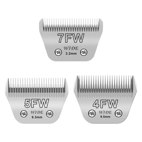 Newbulu 3Pack Dog Grooming Wide Blade,Detachable Pet Dog Grooming Blades,Compatible with Andis,Oster A5,Wahl km10 Clippers.(4FW+5FW+7FW)