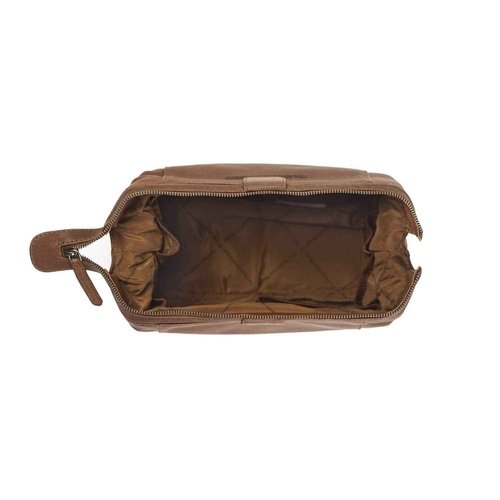 Chesterfield Brand Toiletry bag for travel necessaire | Travel shave bag Vince made of leather | Cognac genuine leather bag for travel necessaire