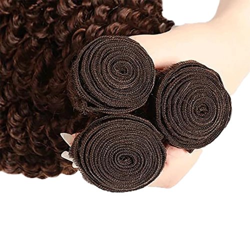 Giginger Bundles Human Hair 16 18 20 Inch Chocolate Color 4 Deep Wave Human Hair Bundles Deep Curly Unprocessed Quick Weave Soft Sewn In Hair Extensions for Black Women