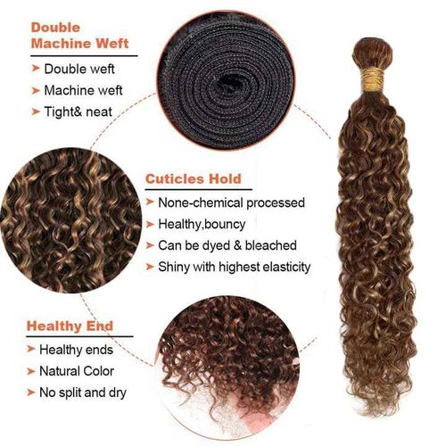 P4/30 Highlight Brown Bundles Human Hair Water Wave Bundles 34 34 34 Inch Unprocessed Brazilian Virgin Hair Weave 3 Bundle 50 Grams Per Bundle Chocolate Human Hair Extensions