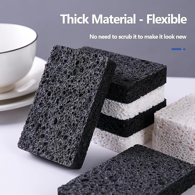 6 - Pack Non-Scratch Scrub Sponges - Sponge for Dishes and Washing Dishes, Cleaning Pads for Kitchen Home and More(Black)