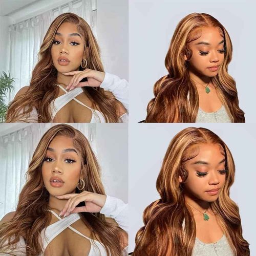 Honey Blonde Bundles Human Hair Reddish Brown Body Wave 3 Bundles 30 32 34 inch Peruvian Virgin Hair Weave Color #27 Bundle