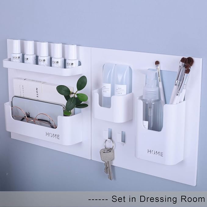 Bright Life Bedside Shelf Bedroom Dorm Room Rack Organizer Storage -Use as Kid Student Wall Shelf to Organize Headphone,Remotes,Glass,Cellphones(Horizontal Type/Black)