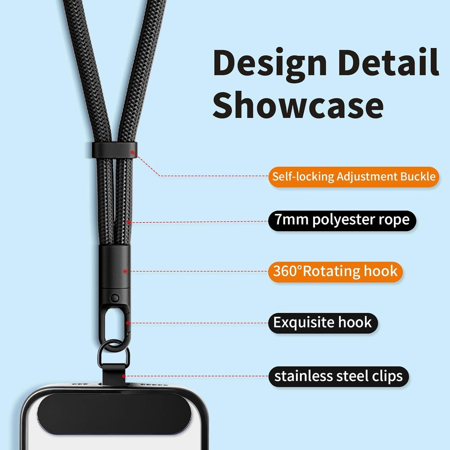 Universal Adjustable Phone Wrist Strap With 2 Metal Tether Tabs,Wristlet & Hand Cell Phone Lanyard for Women and Men