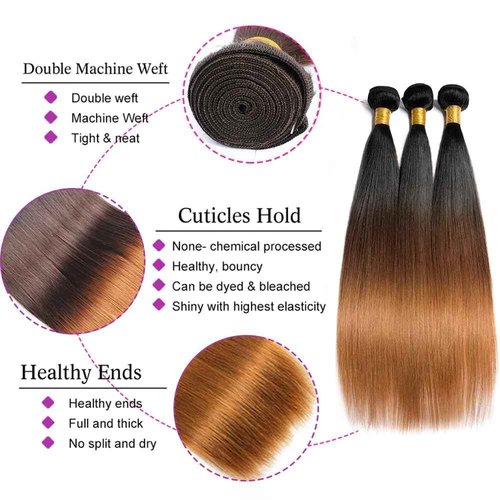 Condescension Brazilian Omber T1B/4/30 Human Hair Bundles 26 28 30 Inch Straight Hair 3 Bundles Human Hair 100% Unprocessed Remy Virgin Weave Hair for Women