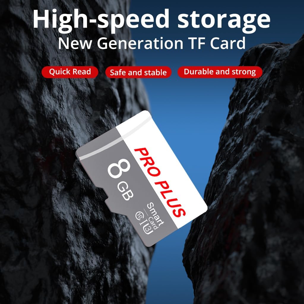 2 Pack TF Card 8GB with Adapter, High Speed Memory Card, UHS-I C10 A1 Memory TF Card for Tablet/Mobile Phone/Camera/Car Audio/Game Console (TF183 White Gray 8GB)