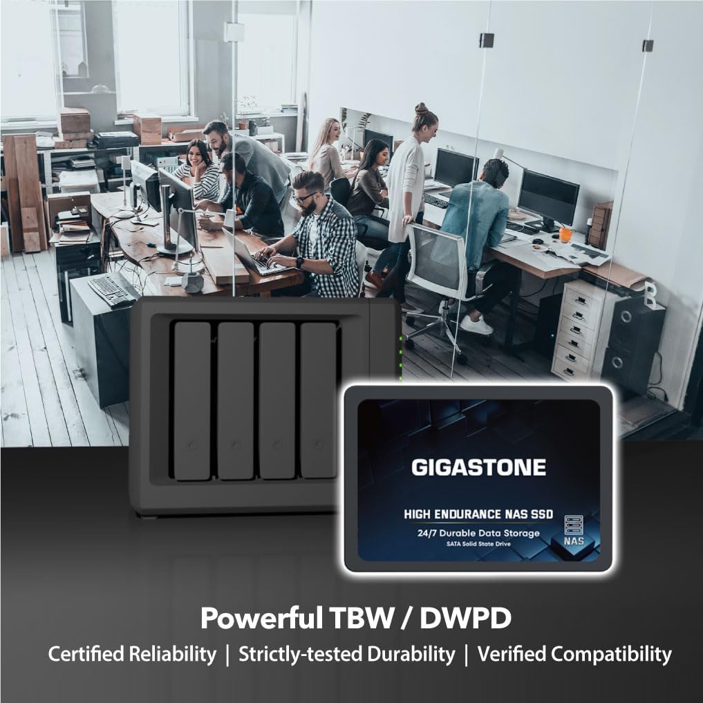 Gigastone 1TB NAS SSD Drive (24-Pack) 24/7 Durable TLC High Endurance RAID Data Storage Network Attached Storage 2.5" SATA Internal Solid State Hard Drives