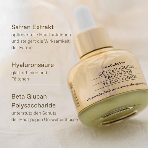 KORRES Golden Krocus Anti-Aging Face Serum with Greek Saffron, Lightweight Skincare Treatment for Radiance, Hydration & Firmness, Fine Line & Wrinkle Serum For Women & Men, Clean Beauty, 1 Fl Oz