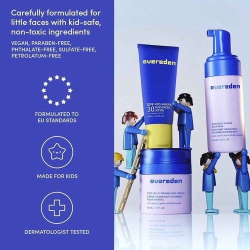 Evereden Kids Daily 1-2-3 Routine Bundle with Multi-Vitamin Kids Face Wash, Face Cream, SPF 30 & Spa Headband – Non-Toxic, Dermatologist-Tested & Gentle Skincare for Kids – Perfect for Daily Care