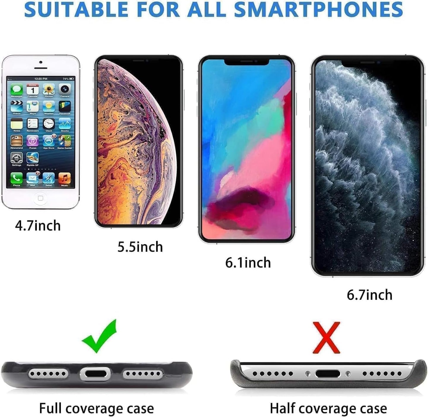 Adjustable Crossbody Cellphone Lanyard for iPhone, Includes 2 Lanyard,2 Pcs TPU phone tether tab, Black+Clear