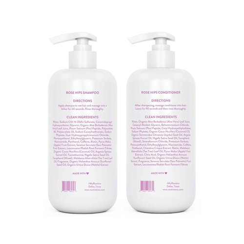 Routine Wellness Anti-Thinning Rose Hips Shampoo and Conditioner Set for Thinning Hair, Hair Serum & Supplement