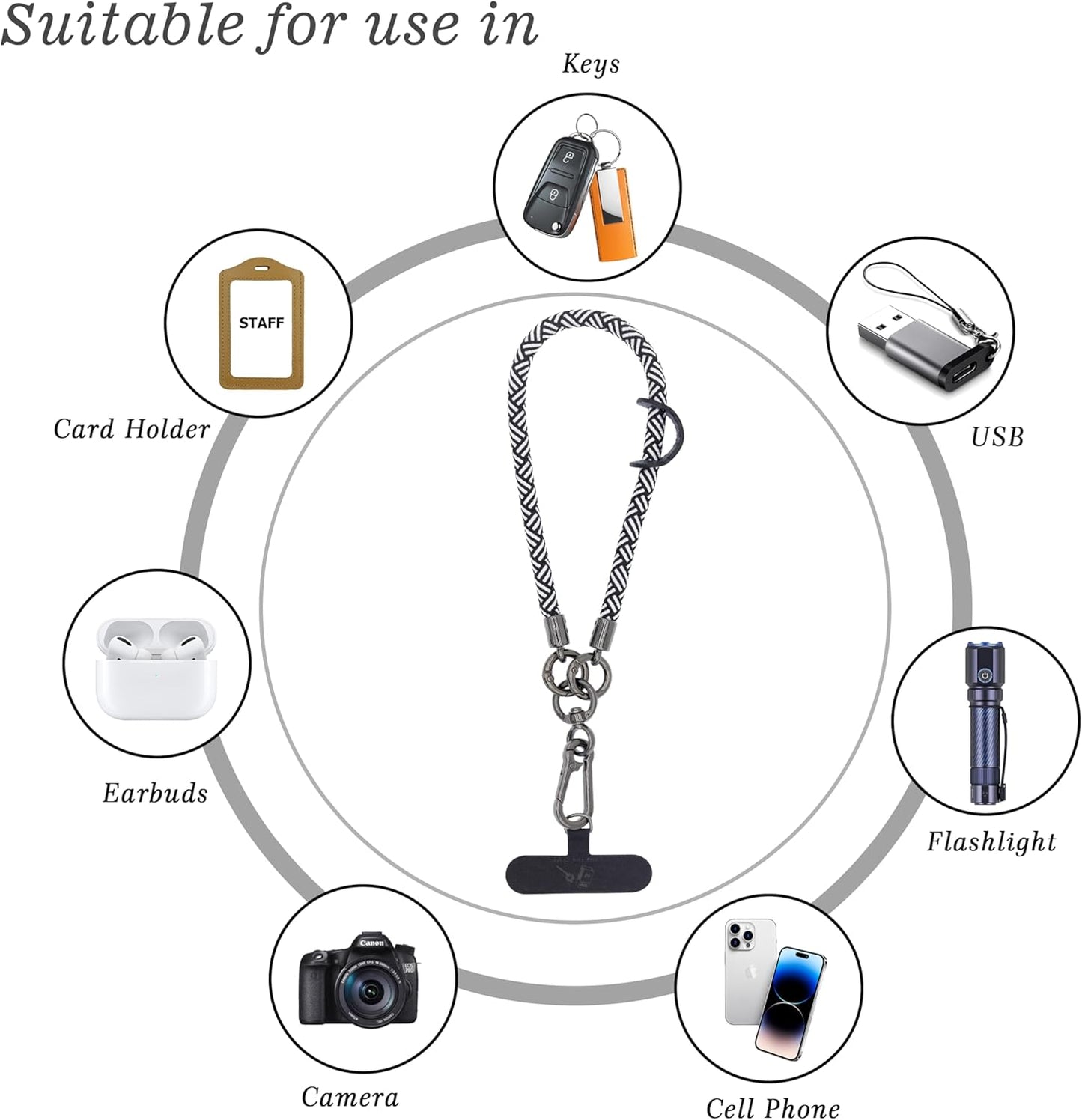 Cell Phone Wrist Strap Phone Lanyard Wrist Phone Wristlet Lanyard Hand Wristlet Strap (Zebra Black)