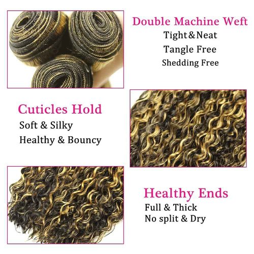 Habiliana Bundles Human Hair 22 24 26 Inch Jerry Curly P1B/27 Human Hair Bundles 12A Unprocessed Brazilian Virgin Quick Weave Hair Extensions for Black Women