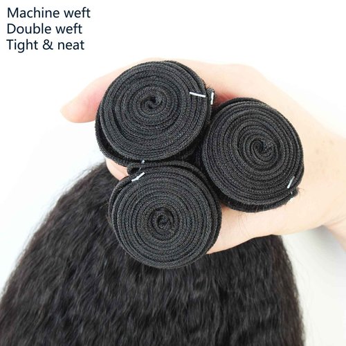 LINYINGYH Kinky Straight Bundles Human Hair Yaki Straight Bundles Weave 12 14 16 inch Real 100% Unprocessed Brazilian Remy Hair Extensions Natural Color 12a