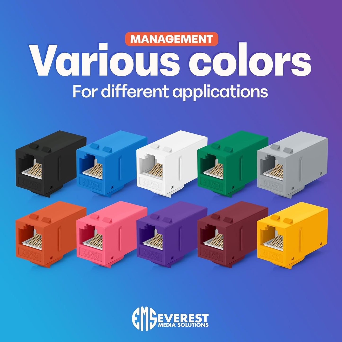 Everest RJ45 CAT6 Keystone Coupler in Purple (48-Pack) - Purple Ethernet Jacks