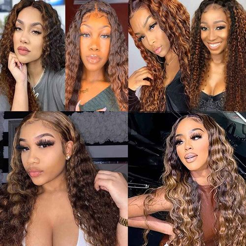 Giginger Bundles Human Hair Deep Wave Human Hair Bundles 22 24 26 Inch Brazilian Chocolate Brown Highlight P4/30 Unprocessed Quick Weave Soft Sewn In Hair Extensions for Black Women