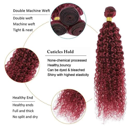 Condescension Human Hair Bundles Burgundy 99J Jerry Curly 26 28 30 Inch Bundles Human Hair 100% Unprocessed Burgundy Soft Sewn In Hair with Double Weft for Black Women
