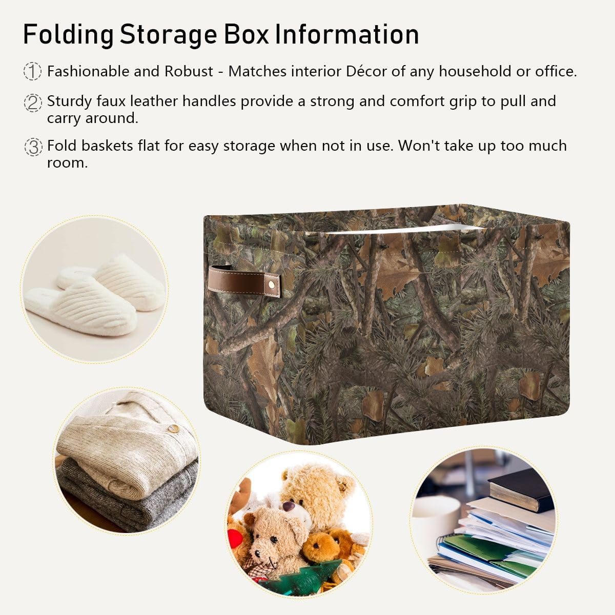 Camouflage Rectangular Storage Basket Organizer Bin Shelf Baskets For Clothes Gifts For Home Office Dorm