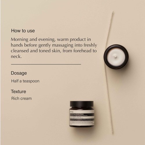 Aesop Element Facial Barrier Cream | Nourishing, Emollient Rich Cream for Dehydrated Skin | Provides Soothing Barrier Protection | 2oz / 60mL