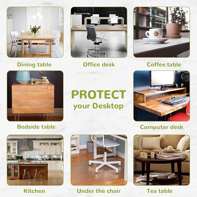 Clear Table Cover - 12 x 40 Inch, 1.5mm Thick Plastic Mat, Protector for Desks and Tables