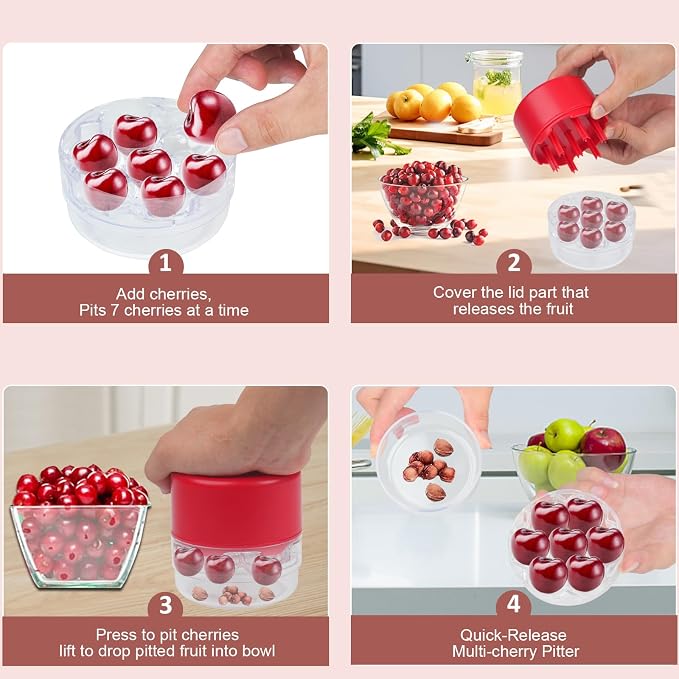 Cherry Pitter Tool Pit Remover, Multiple Cherry Core Remover Tool with Space-Saving Lock Design, Heavy-Duty Cherry Pit Remover for Kids