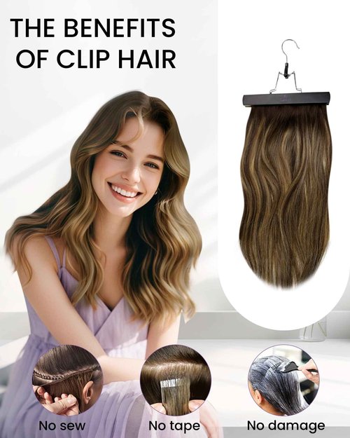 LaaVoo Human Hair Clip in Extensions Light Brown to Ash Blonde Mix Platinum Blonde Balayage Clip in Hair Extensions 22Inch Ombre Blonde Hair Extensions Clip ins Silky Straight 5pcs/80g