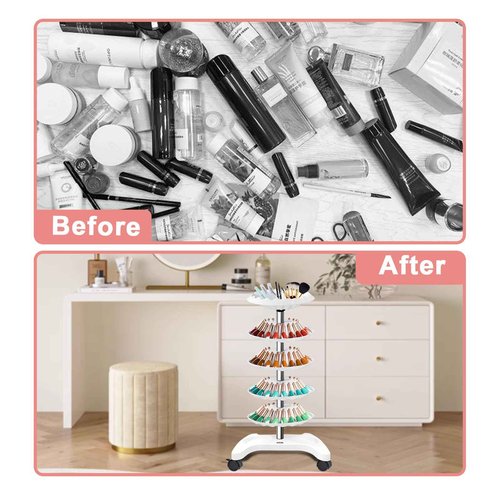 Auto Care Nail Polish Organizer,Removable Universal Wheeled Disc Fluted Nail Polish Holder,Large-capacity Six-layer Nail Polish Storage Rack for Nail Salons.