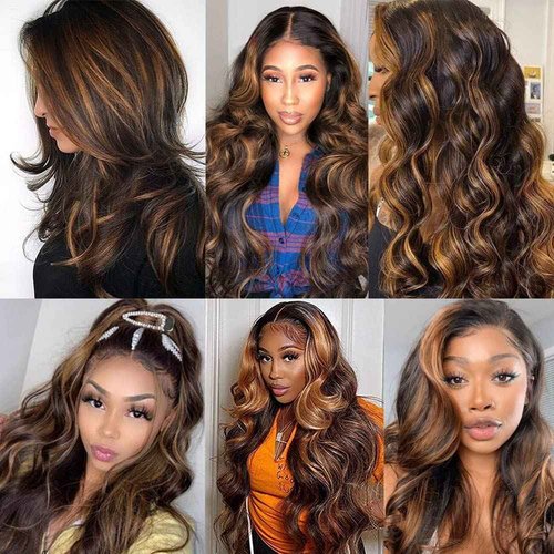 Habiliana Human Hair Bundles 22 24 26 Inch Chocolate Brown P4/30 Body Wave Bundles Human Hair 100% Unprocessed Soft Sewn In with Double Drown Weft for Black Women