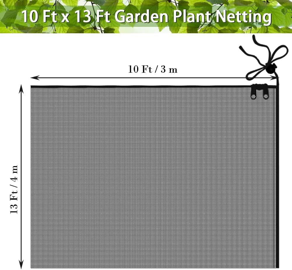 Fruit Tree Netting Covers with Zipper to Protect from Squirrels and Birds Large Netting for Fruit Trees Net Protection, Black, 10' x 13', 2 Pack
