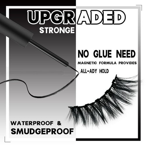 AulanRose Magnetic Eyelashes/Short MIX Cat Eye Magnetic Lashes Natural Looking with Eyeliner/Cruelty-Free & Vegan Faux Mink Lashes /60 Wears
