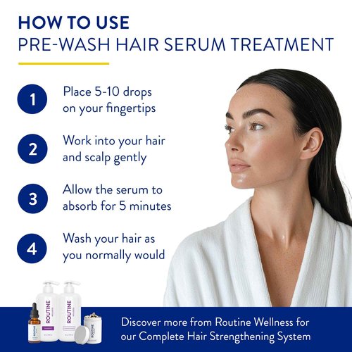 Routine Wellness Hair Treatment Serum for Thinning Hair - Plant-Based Rosemary, Tea Tree & Argan Oils Blend for Strength, Shine & Softer Hair - Clean Ingredients, All Hair Types - 30ml (Pack of 3)