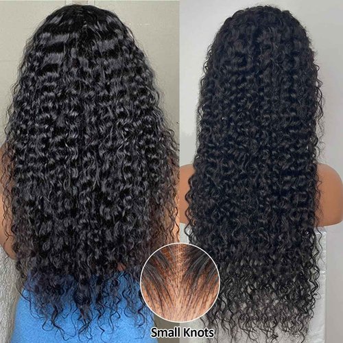 Funky girl Water Wave 13x4 HD Lace Front Wigs Human Hair 180 Density Wet And Wavy Human Hair Wig Pre Plucked Wigs for Woman With Baby Hair Natural Black Color 28 Inch