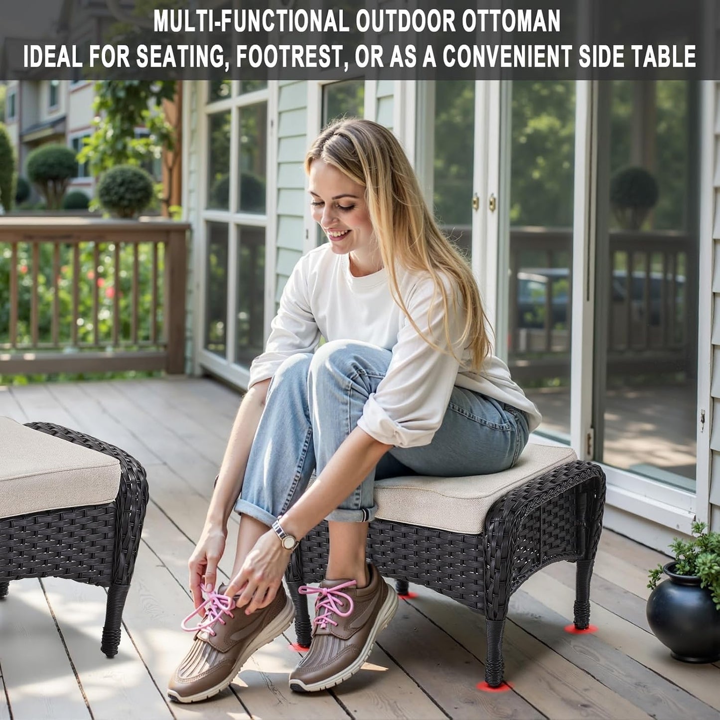 6 Pieces Wicker Patio Conversation Sets with Outdoor Swivel Rocker Chairs and Loveseat Glider Chair, All-Weather Rattan Furniture Set for Deck Patio Sunroom Backyard Black