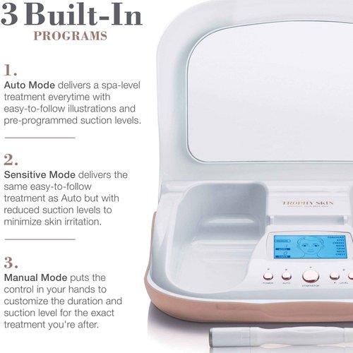 Trophy Skin MicrodermMD - At Home Microdermabrasion Kit - Anti Aging and Acne Treatment - Contains Real Diamond and Pore Extractor Tips to Rejuvenate Skin - White