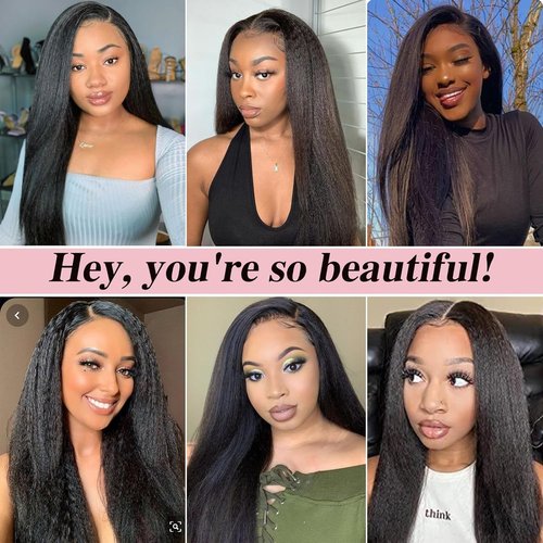 Habiliana Human Hair Bundles 18 20 22 Inch Natural Black Yaki Wave Bundles Human Hair 100% Unprocessed Soft Sewn In with Double Drown Weft for Black Women
