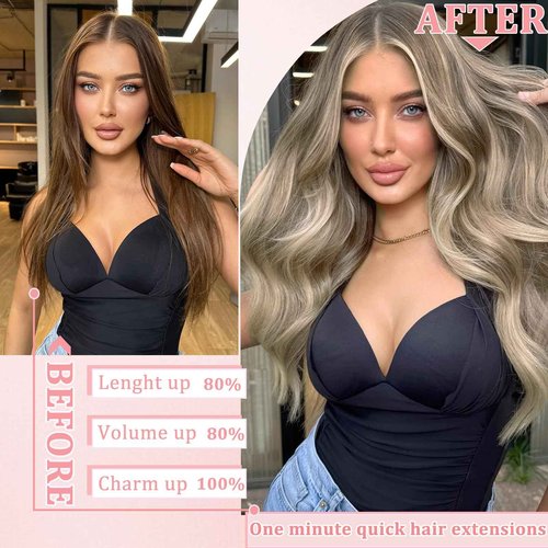Clip in Hair Extensions Real Human Hair Clip in Extensions for Women Seamless Invisible Light Grey Natural Remy 100% Human Clips ins Extension 8pcs Double Weft 22 inch 4oz/110g