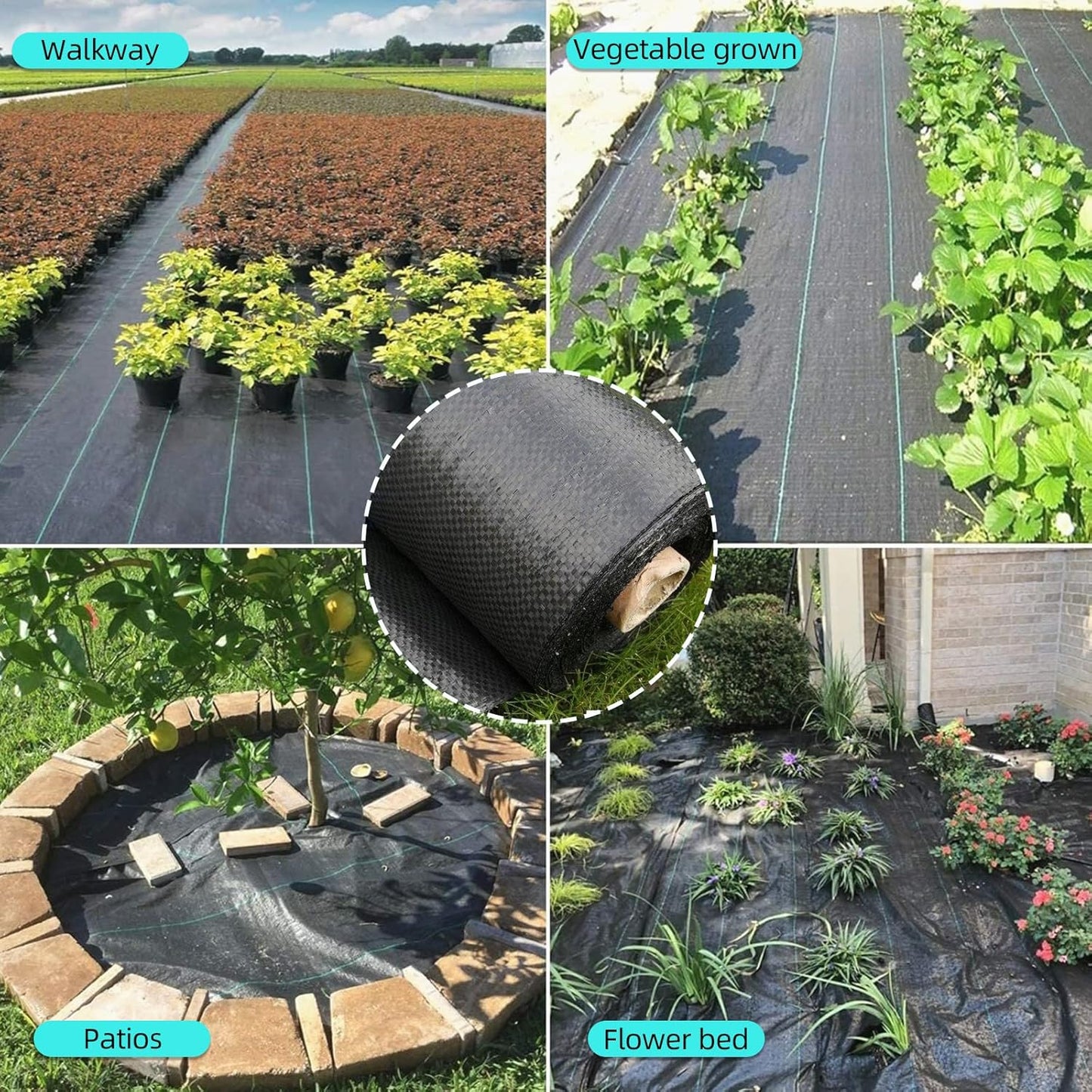 6.5ft x 330ft Weed Barrier Landscape Fabric Heavy Duty, Premium 3.2oz Ground Cover Weed Block Gardening Mat, Easy Setup & Superior Weed Control