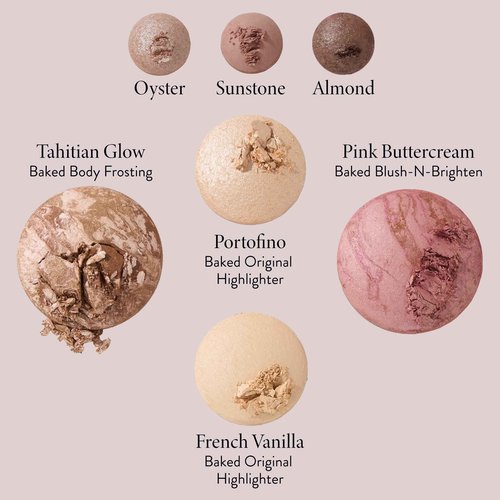 LAURA GELLER NEW YORK Baked Starter Kit: Baked Balance-n-Brighten Powder Foundation, Fair and Best of the Best Palette Blush Bronzer Highlighter Eyeshadow and Retractable Kabuki Brush