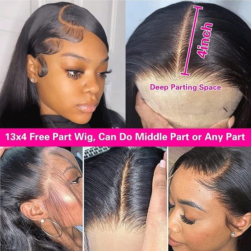 wenyu 32 Inch Body Wave Lace Front Wigs Human Hair Pre Plucked Transparent 13x4 Lace Frontal Wigs Human Hair for Women Wig 32 inch