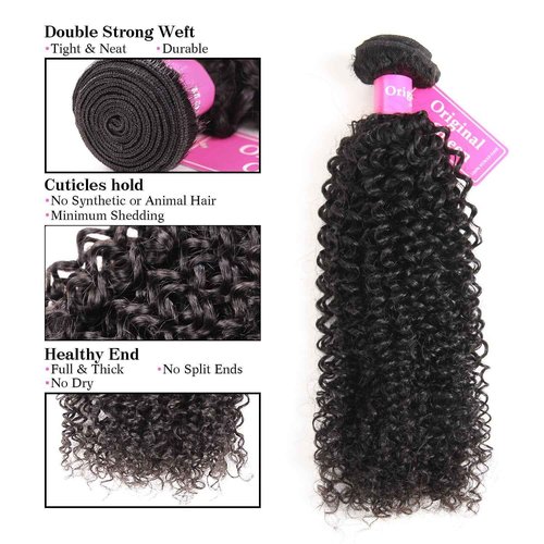 Original Queen 100% Brazilian Unprocessed Virgin Kinky Curly Human Hair Weave 3 Bundles Deep Curly Hair Extensions Mixed Length 12 14 16inches