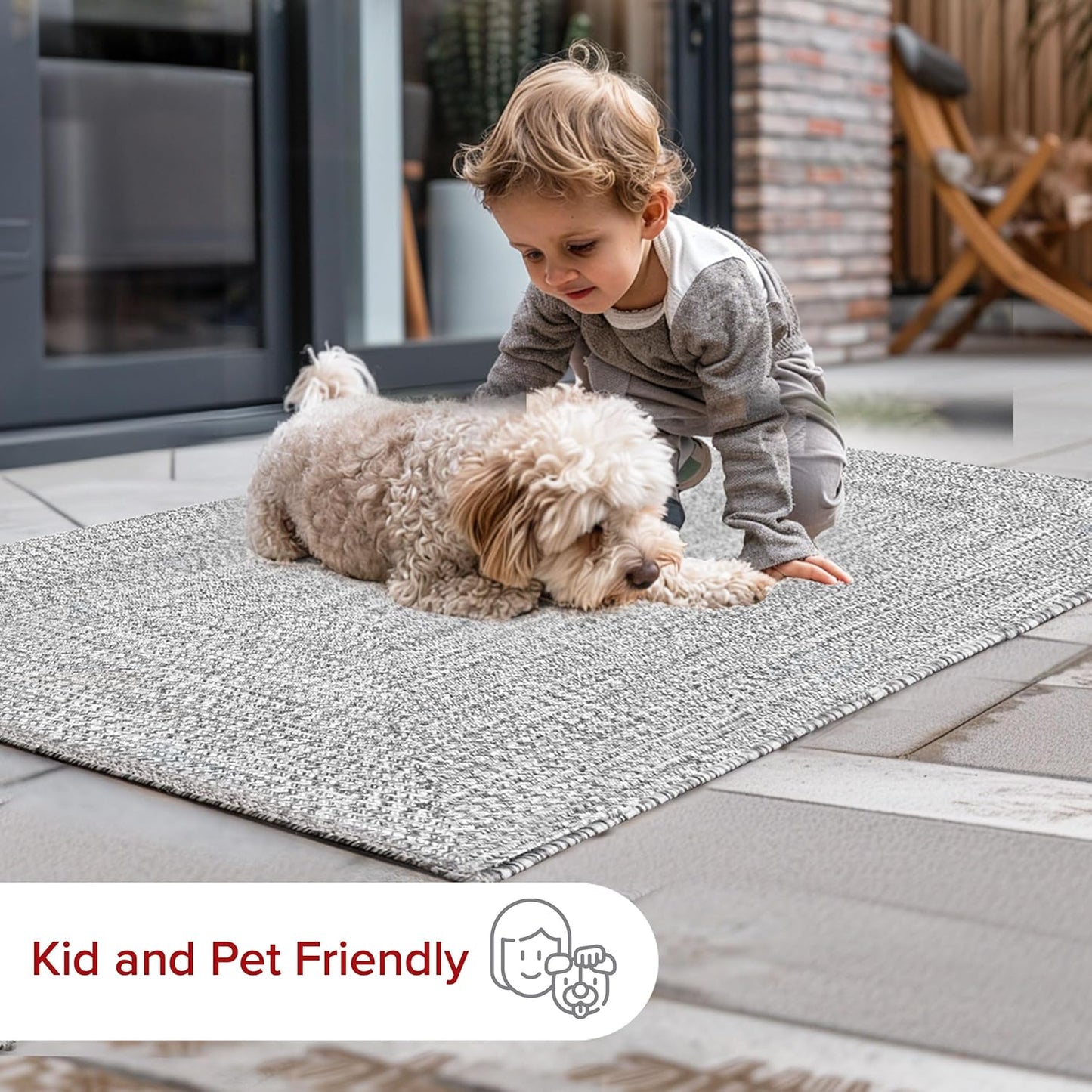nuLOOM 4' x 6' Solid Hand Braided Indoor/Outdoor Area Rug, Pet-Friendly, High Traffic, Weather Resistant, for Patio, Balcony, Bedroom, Living Room, Dining Room, Wynn Salt And Pepper
