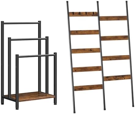 HOOBRO Towel Rack and Blanket Ladder, Blanket Holder for Living Room, Bathroom BF03LB01-BF17CJ01